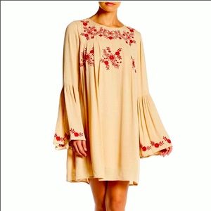 Embroidered Bell Sleeve Tunic Boho Dress